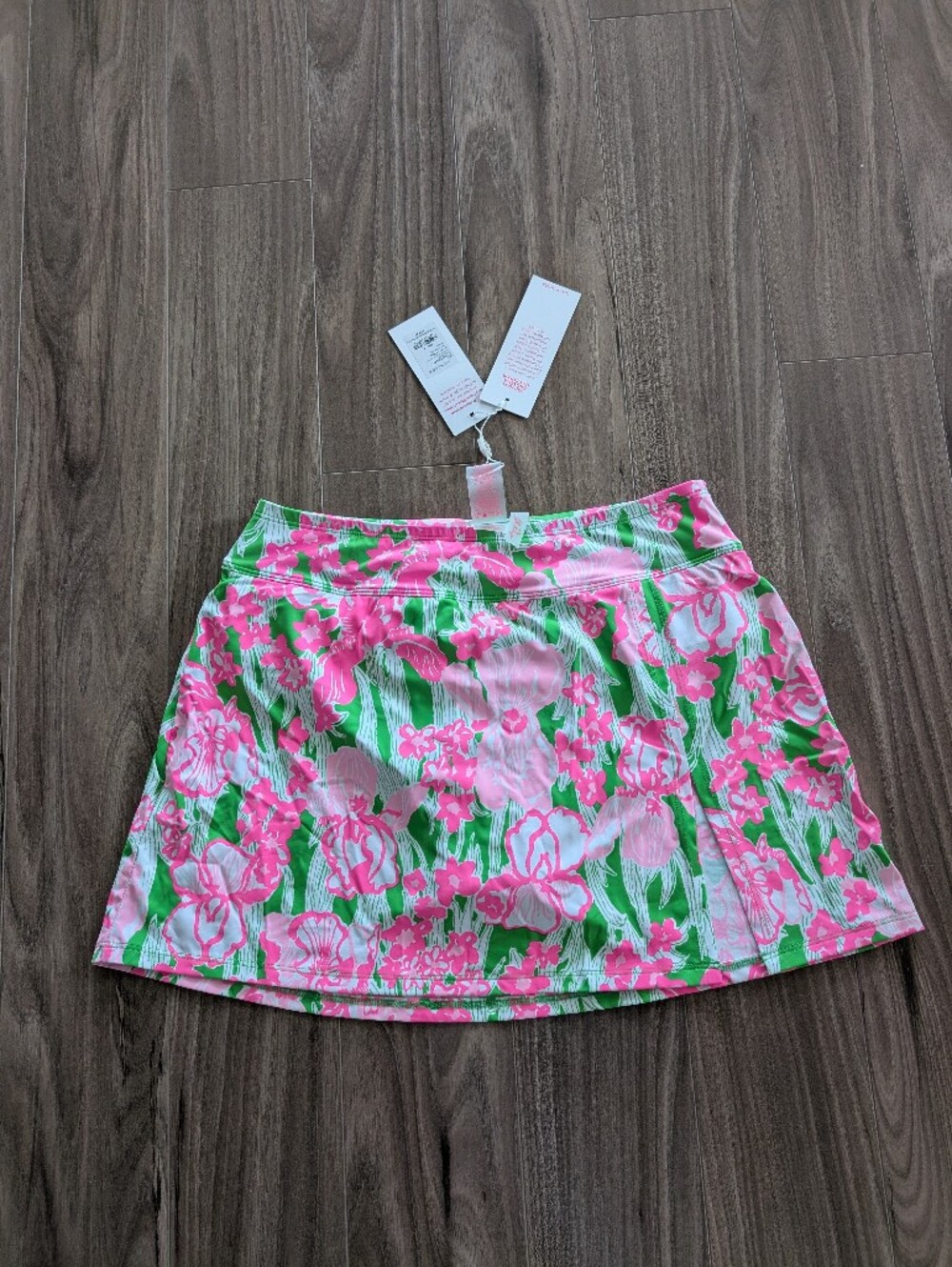 NWT Lilly Pulitzer Pink & Green Floral Mini Swim Skirt With Bikini Bottom (4)